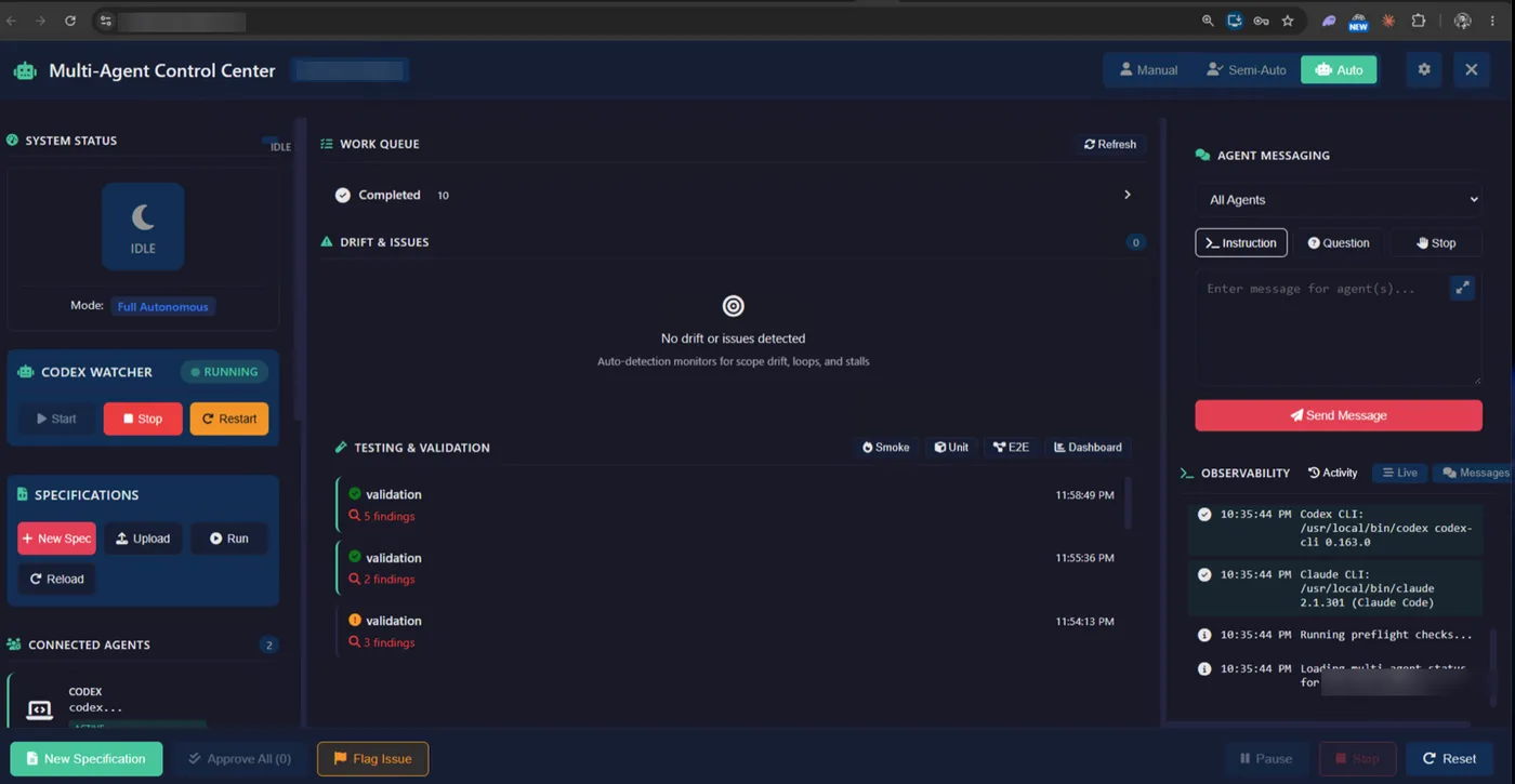 Code Easy's control centre with the work queue, engines and validation